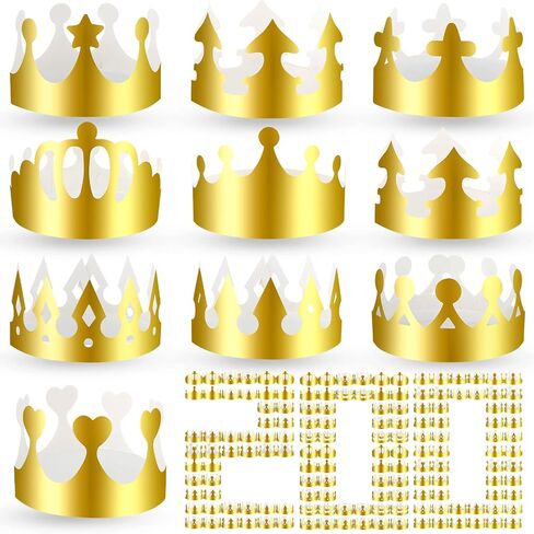 200 Pcs Golden Paper Crowns Bulk Gold Princess King Crown Party Hats for Kids Adults Birthday Decoration in Saudi Arabia