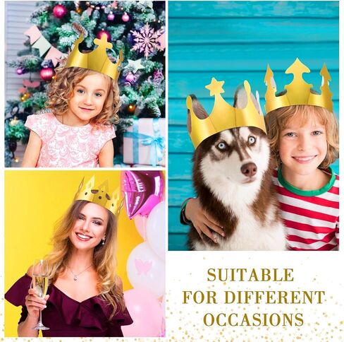 200 Pcs Golden Paper Crowns Bulk Gold Princess King Crown Party Hats for Kids Adults Birthday Decoration in Saudi Arabia