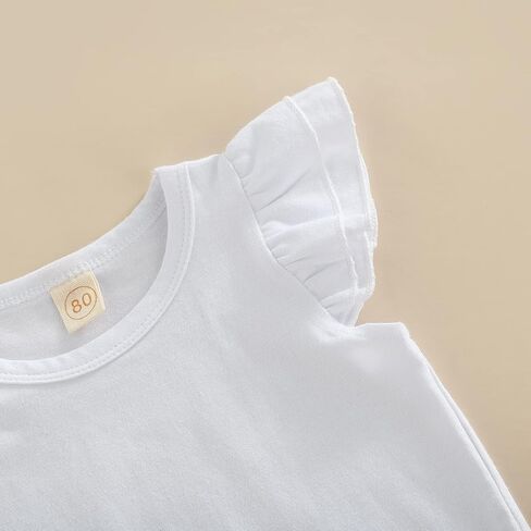 Toddler Baby Girl Overalls Ruffle Sleeve T-Shirt Top Floral Suspender Short Pants Little Kids Summer Clothes Set in Kuwait