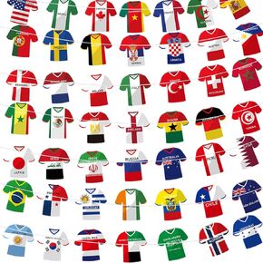 راية كأس العالم لكرة القدم 2026 - 50 قطعة من أعلام سلسلة على شكل جيرسي دولي، إكليل دول كرة القدم العالمية لديكورات الحفلات الرياضية، وزخارف منطقة المعجبين، ورايات البلاد العالمية in Kuwait
