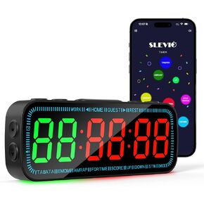 Gym Timer Clock Bluetooth App Controlled Magnetic Workout Interval Timer, Home Large LED Digital Display, Countdown Clock for Score Crossfit, Tabata, HIIT, EMOM, Boxing (Black) in Kuwait