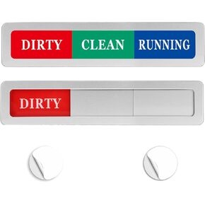 Dishwasher Magnet Sign, Clean & Dirty & Running Dishwasher Slider Indicator, Acrylic Magnetic Signs - Large Text Easy to Read & Slide, Non-Scratch, Strong Holding (Silver) in Kuwait