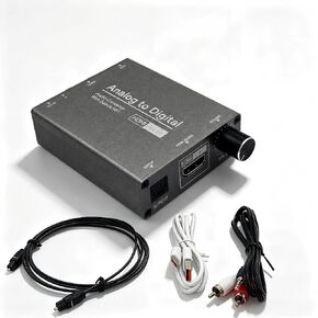 Analog to Digital Audio Converter, RCA to Optical | 3.5mm AUX Jack Toslink, Coaxial Adapter, Adjustable Volume, w/ Cables in Saudi Arabia