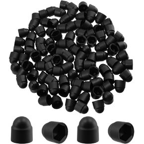 Antrader Hex Bolt Covers,100Pcs M6×10mm Dome Acorn Hex Head Nut Protection Cap,Plastic Hexagon Screw Caps Covers, Black in Kuwait