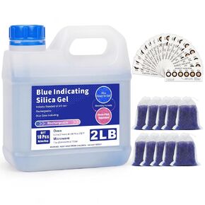 2 LBS Blue Indicating Silica Gel Desiccant Beads, 3-5mm Reusable Moisture Absorber with 10 Mesh Bags and 25 Humidity Cards, for 3D Printer Filament, Safe, Camera, Storage in Kuwait