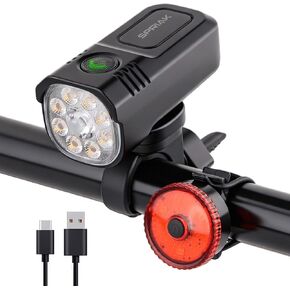 Bike Light for Night Riding, 2500LM Bicycle Headlight & Taillight, Multiple Modes, 3000mAh USB C Rechargeable Waterproof LED Bright Bike Headlights for Cyclists and Road Mountain and Commuters in Kuwait