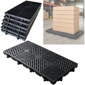 6 Pcs Plastic Pallets, 23.6x11.8x1.18 Inch Ventilated Storage Pad, Free Splicing，Waterproof Lightweight Stackable Utility Pallet for Garage, Basement, Kitchen & Storage Room（Black） in Kuwait