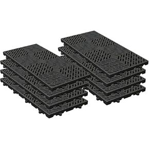 8 Pcs Black Grid Plastic Pallets, Waterproof Bulk Storage Pad Lightweight Nestable Pallets 23.6×11.8×1.18in for Basement Garage Storage, Outdoor Pet Cushion Kitchen in Kuwait