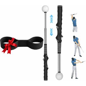2-in-1 Golf Practice Swing Trainer with Arm Alignment Strap – Indoor Training System with Click Feedback, Improve Tempo & Arm Connection, Portable Golf Training Aid for Beginners, Men Gift in Saudi Arabia