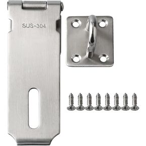 304 Stainless Steel Padlock Hasp Door Lock Shed 3/4/5-Inch Heavy Duty and Staple Clasp Gate Latch Silver Black 1Pcs(White,4 inch) in Kuwait