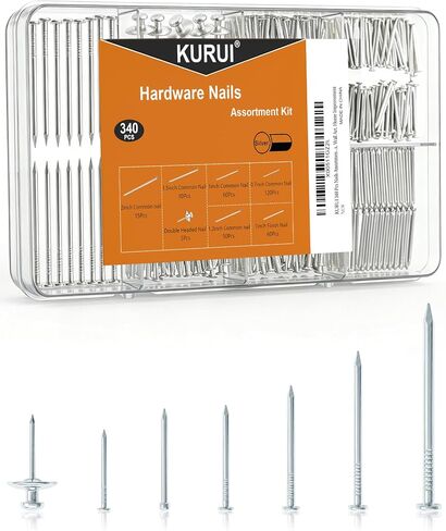 مجموعة متنوعة من الأظافر المعلقة للصور من KURUI، 340 قطعة من الأظافر المجلفنة بما في ذلك الأظافر الشائعة، وأظافر التشطيب والأظافر ذات الرأس المزدوج، وأظافر صغيرة وطويلة لتعليق الصور، وفن الحائط، وديكور المنزل in Saudi Arabia