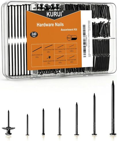 مجموعة متنوعة من الأظافر المعلقة للصور من KURUI، 340 قطعة من الأظافر المجلفنة بما في ذلك الأظافر الشائعة، وأظافر التشطيب والأظافر ذات الرأس المزدوج، وأظافر صغيرة وطويلة لتعليق الصور، وفن الحائط، وديكور المنزل in Saudi Arabia