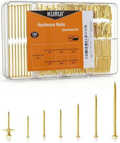 مجموعة متنوعة من الأظافر المعلقة للصور من KURUI، 340 قطعة من الأظافر المجلفنة بما في ذلك الأظافر الشائعة، وأظافر التشطيب والأظافر ذات الرأس المزدوج، وأظافر صغيرة وطويلة لتعليق الصور، وفن الحائط، وديكور المنزل in Saudi Arabia