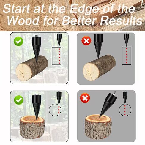Wood Splitter Drill Bit Set, Firewood Log Splitting Drill Bits, 32mm 45mm Heavy Duty Screw Cone Splitter with Hex Shank & Detachable Handles for Electric Drill in Kuwait
