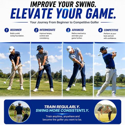 HRUIYL Retractable Golf Swing Trainer, Golf Grip Trainer, Golf Training Aid for Warm-Up, Golf Swing Training Aid, Grip Trainer Golf Club, Strength & Tempo Training for Chipping Hitting in Kuwait