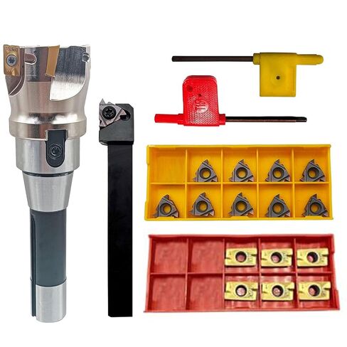 2 بوصة R8-FMB22 مطحنة الوجه مع BAP400R 50-22-4T حامل طحن الوجه وقاطع شل و10 قطع ذهبية APMT1604 إدراج 1/2 بوصة عرقوب SER1212H16 حامل أداة الخيوط اليد اليمنى خيوط خارجية in Kuwait