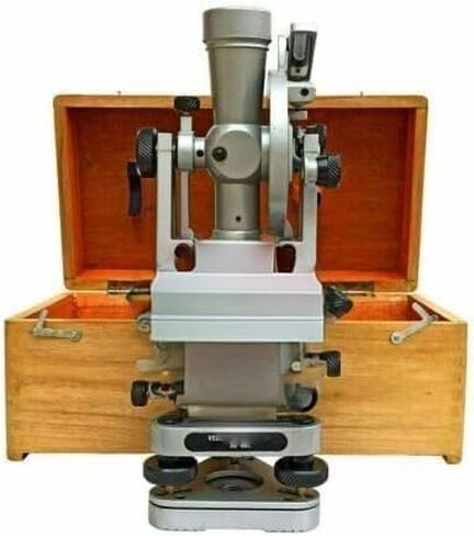 Brass Vernier Style Theodolite Decorative Survey Instrument with Wooden Case Silver Tone in Saudi Arabia