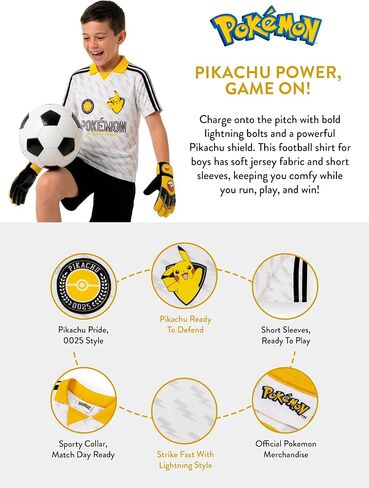 Pokemon Shirt, Oversized Soccer Shirts for Boys, Pikachu Kids Soccer Jersey, Boys T Shirts in Kuwait