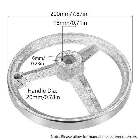 SEIWEI 200mm Diameter Rotary Handwheel, Cast Iron Chrome Plated Round Hand Wheel Detachable Hand Crank Revolving Handwheel with Handle for Lathe, Milling Machine in Saudi Arabia
