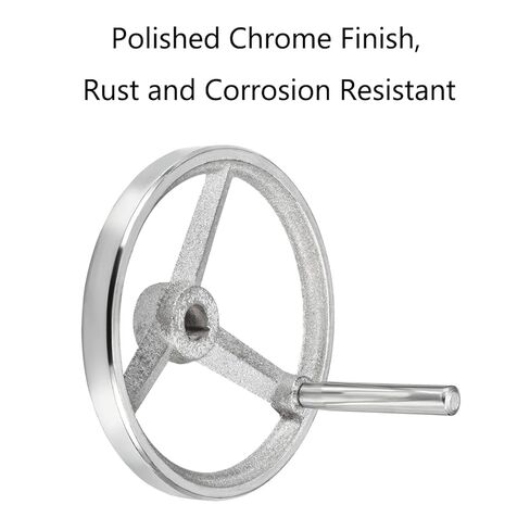 SEIWEI 200mm Diameter Rotary Handwheel, Cast Iron Chrome Plated Round Hand Wheel Detachable Hand Crank Revolving Handwheel with Handle for Lathe, Milling Machine in Saudi Arabia