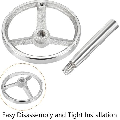 SEIWEI 200mm Diameter Rotary Handwheel, Cast Iron Chrome Plated Round Hand Wheel Detachable Hand Crank Revolving Handwheel with Handle for Lathe, Milling Machine in Saudi Arabia