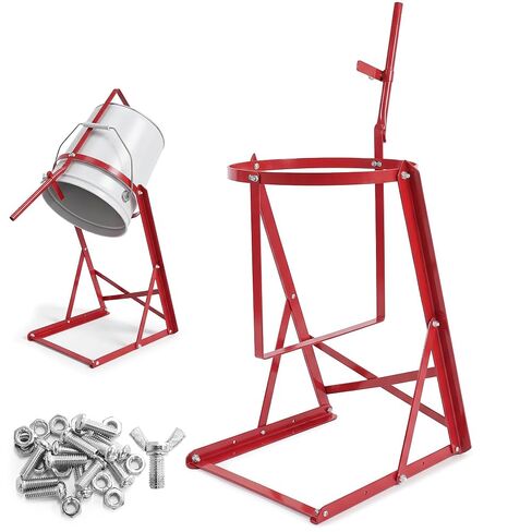 5 Gallon Manual Pail Tipper Rack with Screw kit 80lbs, Heavy Duty Bucket Rack Can Tipper, Adjustable Angle Paint Pourer Can Bucket Tippe, Paint Liquid Pourer for Oil, Honey (Red, 1pcs) in Kuwait