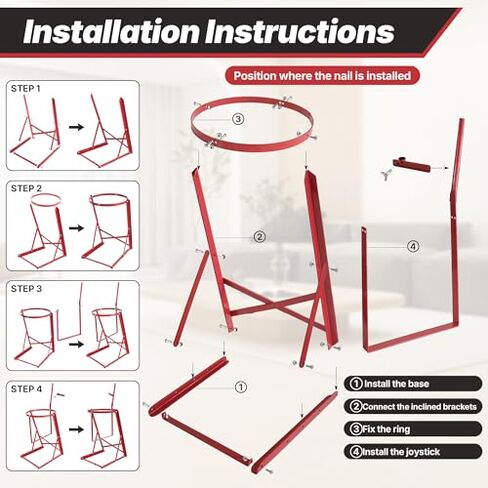 5 Gallon Manual Pail Tipper Rack with Screw kit 80lbs, Heavy Duty Bucket Rack Can Tipper, Adjustable Angle Paint Pourer Can Bucket Tippe, Paint Liquid Pourer for Oil, Honey (Red, 1pcs) in Kuwait