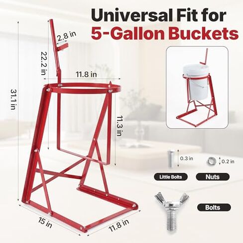 5 Gallon Manual Pail Tipper Rack with Screw kit 80lbs, Heavy Duty Bucket Rack Can Tipper, Adjustable Angle Paint Pourer Can Bucket Tippe, Paint Liquid Pourer for Oil, Honey (Red, 2pcs) in Kuwait