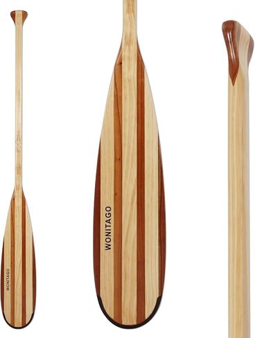 Wooden Canoe Paddle with Slender Blade, Ergonomic Palm Grip and Anti-Collision Edge Wood Canoe Boat Paddle, 4.0 Ft/4.8 FT, ‎Splicing Color in Kuwait