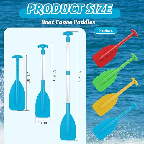 4 Pack Boat Canoe Paddles Telescoping Collapsible Oar Aluminum 21'' - 42'' Kayak Paddles Adjustable Length for Kayaking, Canoe, Rafting, Inflatable Dinghy Water Sport Boat Accessories in Kuwait
