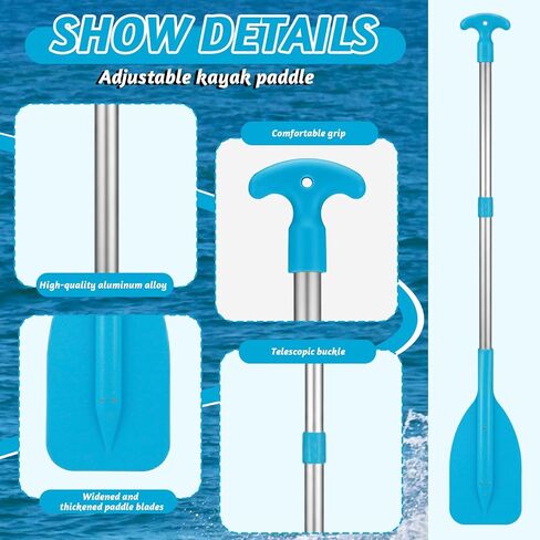 4 Pack Boat Canoe Paddles Telescoping Collapsible Oar Aluminum 21'' - 42'' Kayak Paddles Adjustable Length for Kayaking, Canoe, Rafting, Inflatable Dinghy Water Sport Boat Accessories in Kuwait