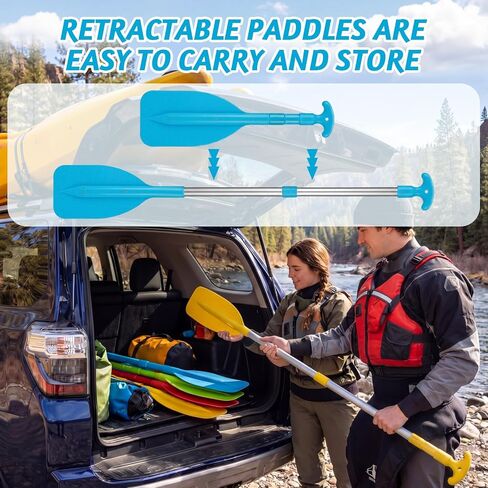 4 Pack Boat Canoe Paddles Telescoping Collapsible Oar Aluminum 21'' - 42'' Kayak Paddles Adjustable Length for Kayaking, Canoe, Rafting, Inflatable Dinghy Water Sport Boat Accessories in Kuwait