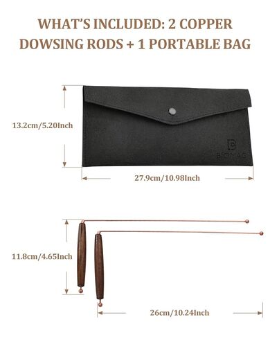 Biomag 99.9% Copper Dowsing Rods, 2Pcs Divining Rods with Gift Bag for Ghost Hunting, Water Divining, Finding Gold, Yes or No Questions in Kuwait