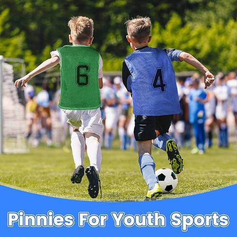 M-Aimee 48 Pcs Youth Pinnies - Mesh Basketball Team Practice Jersey - Numbered Soccer Scrimmage Vest for Sports (Green/Yellow/Pink/Blue) in Kuwait