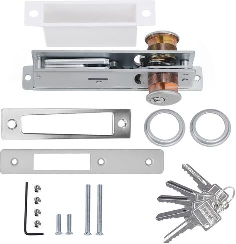 UpjiaFlarish Mortise Lock Cylinder Deadbolt - أقفال الأبواب التجارية قفل باب واجهة المتجر ومجموعة أسطوانة مزدوجة المفاتيح 1-1/8 بوصة لسان مستقيم خلفي لأمن المنزل مع 5 مفاتيح in Kuwait
