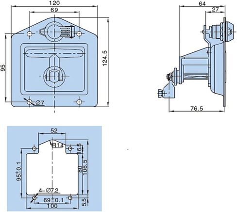 Door Tool Box Latch and Lock Gasket T-Handle Keys 304 Stainless Steel T-Handle Lock Highly Polished 1Pcs in Kuwait