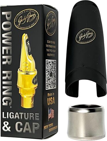 JodyJazz POWER RING® Ligature MB1PM for SUPER JET Baritone Mouthpiece - لمسة نهائية من البلاديوم غير اللامع مع غطاء - تصميم ثقيل الوزن وبنية متينة مقاومة للتشوه - ملاءمة سهلة الانزلاق in Kuwait
