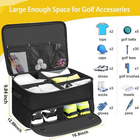 2 Layer Golf Trunk Organizer, Golf Gifts for Men, Car Organizers and Storage with Separate Ventilated Compartment for 2 Pair Shoes, Waterproof Car Organization Bag, Gifts for Golfers in Kuwait