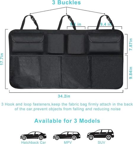 Trunk Organizer with 8 Storage Pockets, 1 Pack Rear Seat Organizer Keep SUV, MPV, Truck Organized & Tidy, Travel Accessories, Space Saver in Kuwait