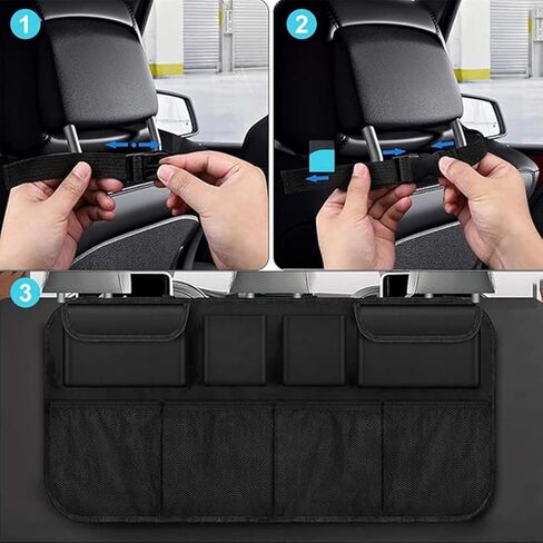 Trunk Organizer with 8 Storage Pockets, 1 Pack Rear Seat Organizer Keep SUV, MPV, Truck Organized & Tidy, Travel Accessories, Space Saver in Kuwait