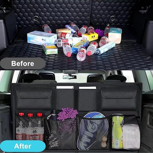 Trunk Organizer with 8 Storage Pockets, 1 Pack Rear Seat Organizer Keep SUV, MPV, Truck Organized & Tidy, Travel Accessories, Space Saver in Kuwait