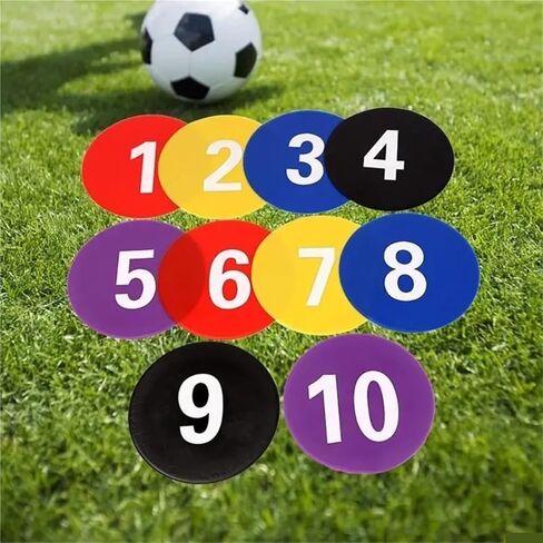10 قطعة علامات أرضية مرقمة لكرة القدم أقراص تسجيل مسطحة لكرة القدم علامة أرضية نونسليب in Kuwait