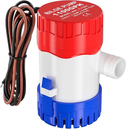 12v 1100gph Boat Bilge Pump, Bilge Pumps for Boats, Submersible Boat Bilge Water Pump, 1-1/8" Outlet, Non-Automatic Marine for Ponds, Pools, Spas Silent, Boat Caravan RV Submersible in Kuwait