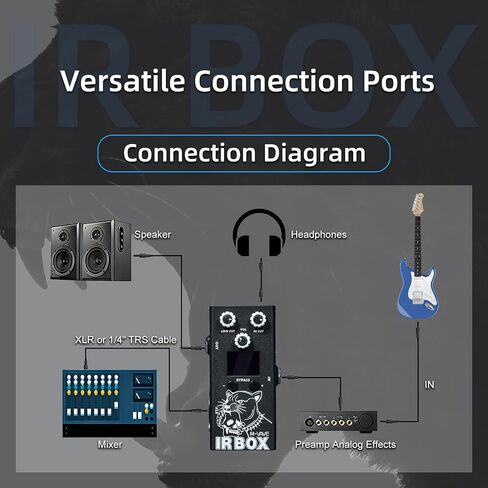 دواسة تأثيرات الجيتار/الباس من M-VAVE IRBOX، محاكاة مكبر الصوت مع 32 إعدادًا مسبقًا، محاكي كابينة الأشعة تحت الحمراء، رقمي، 9 فولت، أسود مع تطبيق in Kuwait
