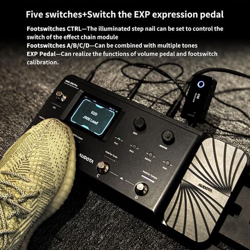 AUDOTA AME-200 Pro Guitar Multi Effects Processor with Amp Modelling, Reverb, Delay, Looper, Drum Machine, 4 Footswitches, Expression Pedal, USB OTG Recording, MNRS GNR & GIR Loader in Kuwait