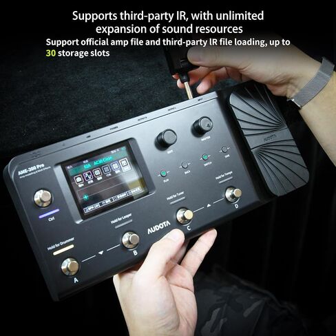 AUDOTA AME-200 Pro Guitar Multi Effects Processor with Amp Modelling, Reverb, Delay, Looper, Drum Machine, 4 Footswitches, Expression Pedal, USB OTG Recording, MNRS GNR & GIR Loader in Kuwait