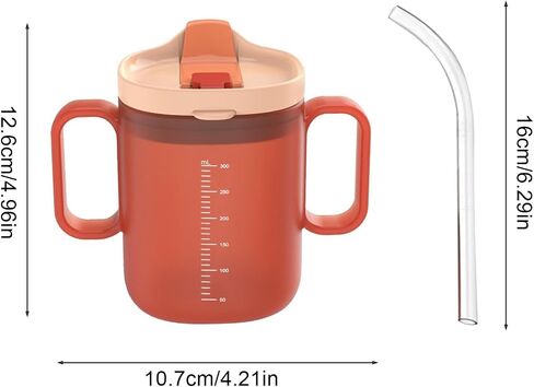 Adult Sippy Cups for Elderly, 11 oz Plastic Spill Proof Cups with 2 Handles Straw and Lid for Adults Hospital Disabled Dysphagia Patients 2 Pack in Kuwait
