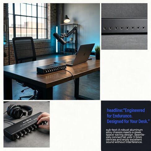 10 Channel Headphone Amplifier, 1 Input 10 Output Audio Splitter | Independent volume controls, includes 12V adapter and 3.5mm cable, for studio stage rehearsal podcast in Kuwait