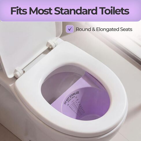 Bright Standards Urine Collection Hat for Toilet, 5-Pack Purple – Specimen Collector with 800cc Measurement Markings, Fits Most Standard Round & Elongated Seats in Kuwait