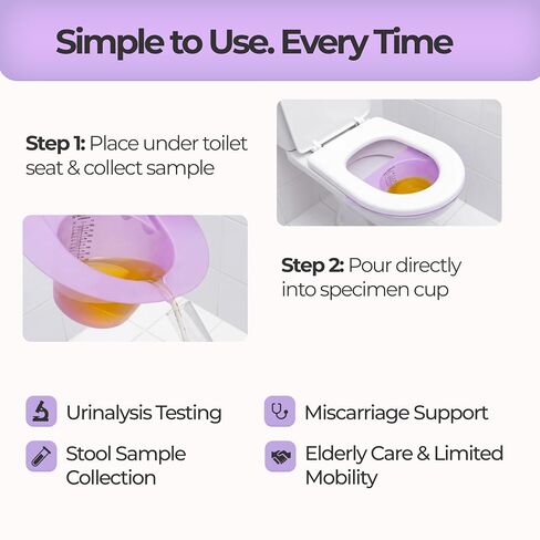 Bright Standards Urine Collection Hat for Toilet, 5-Pack Purple – Specimen Collector with 800cc Measurement Markings, Fits Most Standard Round & Elongated Seats in Kuwait